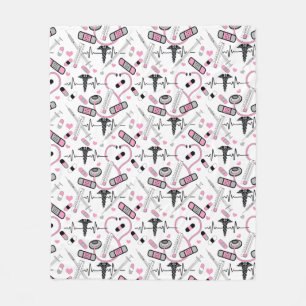 Couverture Polaire Infirmière rose mignonne   Docteur EKG Motif de s