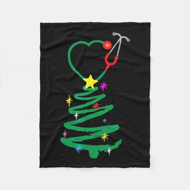 Couverture Polaire Infirmière sapin de Noël Stethoscope Infirmières X (Devant)