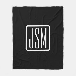 Couverture Polaire Initiales monogrammes modernes | Noir & Blanc