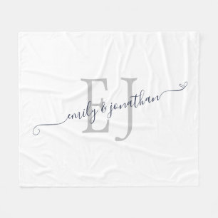 Couverture Polaire Initiales Monogrammes modernes Noms blancs