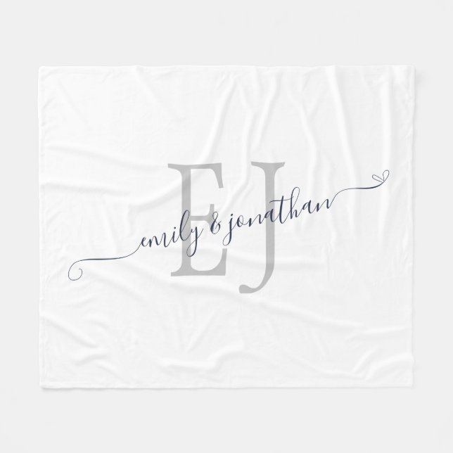 Couverture Polaire Initiales Monogrammes modernes Noms blancs (Devant (Horizontal))