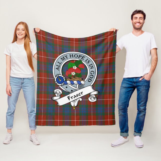 Couverture Polaire Insigne de clan antique Fraser Tartan Plaid (En situation)