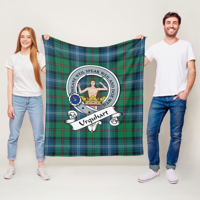 Couverture Polaire Insigne de clan antique Urquhart Tartan Plaid (En situation)