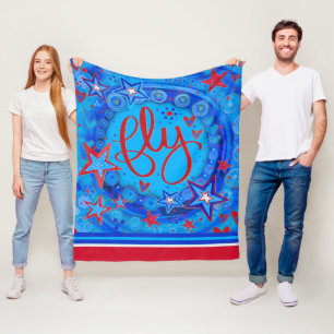 Couverture Polaire Inspirationnel Vol Stars Rouge Blanc Bleu Inspiriv