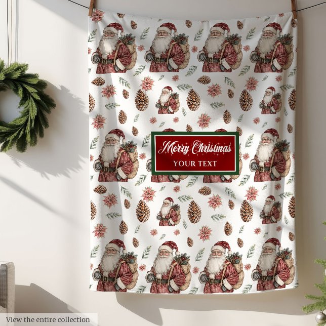 Couverture Polaire Intemporel classique Rouge Vert Blanche avec votre (Timeless Classic Red Green Blanket with Your Name)