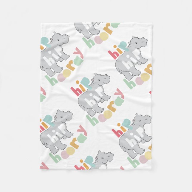 Couverture Polaire ip Hip Hip Houray Gris Hippo Dessin mignon Animal  (Devant)