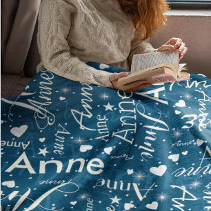 Couverture Polaire Ivory Noms de mignons Coeurs partout sur la Magie 