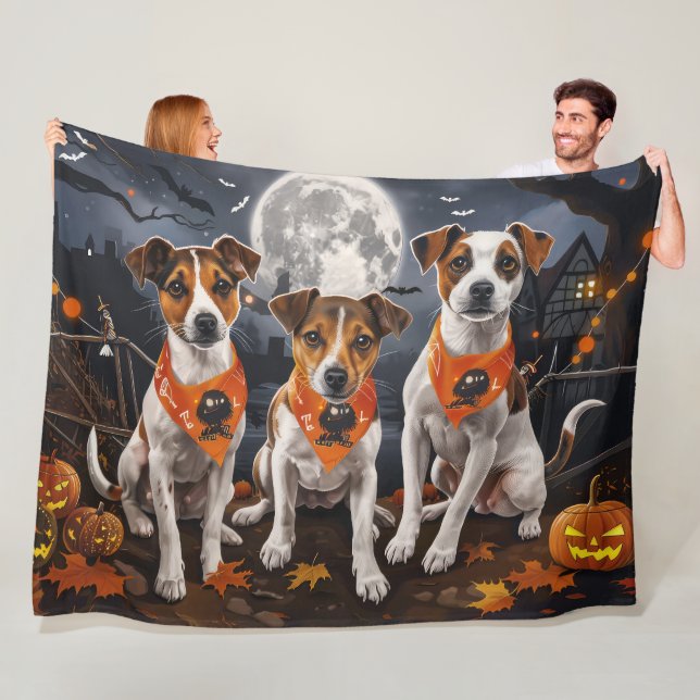 Couverture Polaire Jack Russell Halloween Éffrayant (En situation)