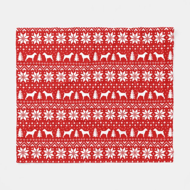 Couverture Polaire Jack Russell Terrier Silhouettes Chiens Noël (Devant (Horizontal))