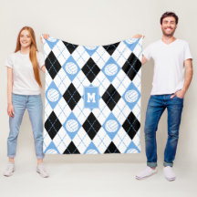 Jacquard bleu clair et noir motif avec volleyballs