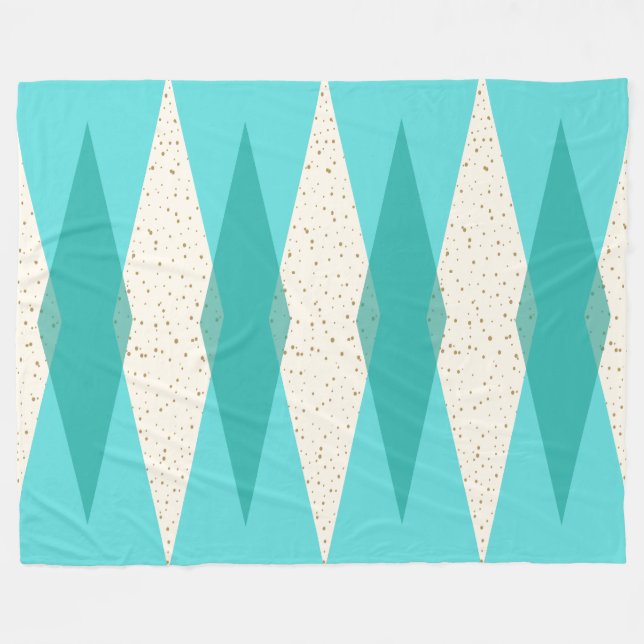Couverture Polaire Jacquard moderne du milieu du siècle Blanche polai (Devant (Horizontal))