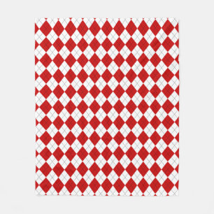 Couverture Polaire Jacquard preppy Tartan Diamond Plaid Rouge Blanc