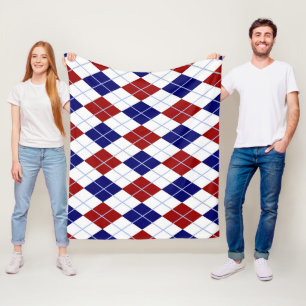 Couverture Polaire Jacquard rouge et bleu polaire
