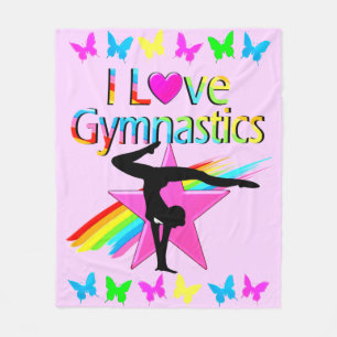 COUVERTURE POLAIRE J'ADORE GYMNASTICS RAINBOW GYMNAST DESIGN FILLE
