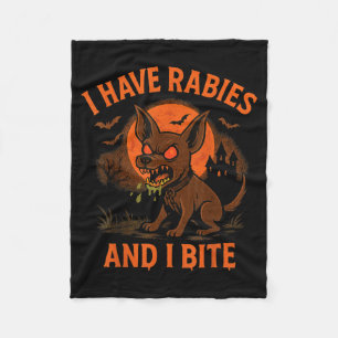 Couverture Polaire J'ai la rage Bite Halloween Chien Humour Sombre