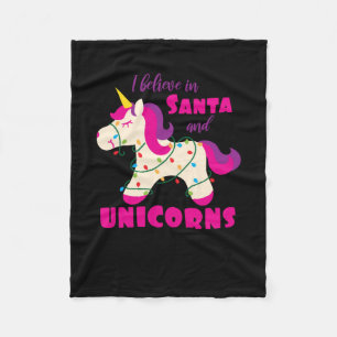Couverture Polaire J'aime à Santa and unicorns