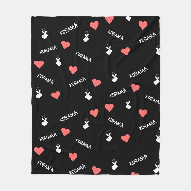 Couverture Polaire J'aime Kdramas et KPOP noir polaire Blanket (Devant)