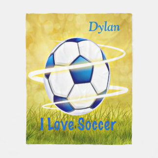 Couverture Polaire J'aime le football avec le monogramme