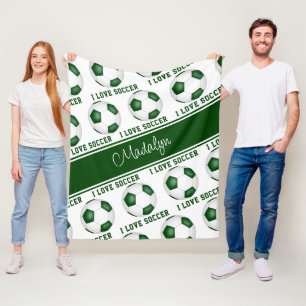Couverture Polaire J'aime le texte de football motifs filles vert bla