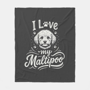 Couverture Polaire J'aime mon amoureux de chien Maltipoo