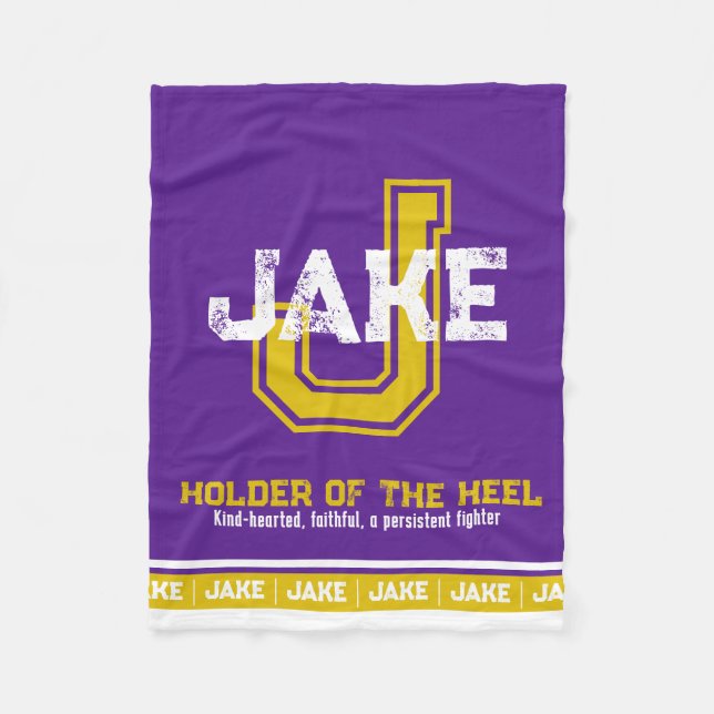 Couverture Polaire Jake nom signifiant sport monogramme or violet (Devant)