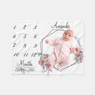 Couverture Polaire Jalon Frame Floral Wreath Baby Keepsaké