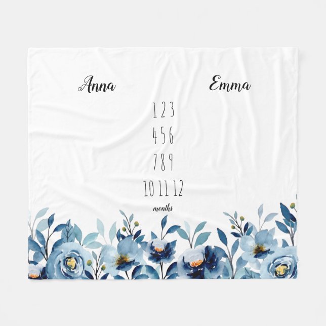 Couverture Polaire Jalon mensuel Floral Twins (Devant (Horizontal))