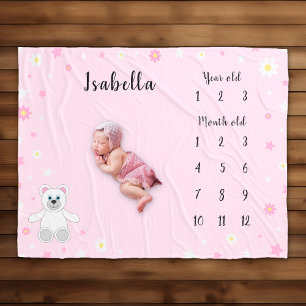 Couverture Polaire Jalon rose bébé fille