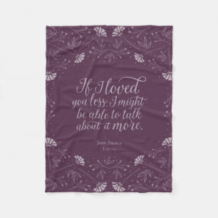 Couverture Polaire Jane Austen Emma Purple Floral Love Citation