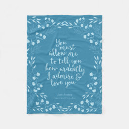Couverture Polaire Jane Austen Fierté et préjugé Amour floral