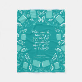 Couverture Polaire Jane Austen Fierté & Préjugés Turquoise Floral Lib