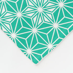 Couverture Polaire Japonais Asanoha motif - bleu paon