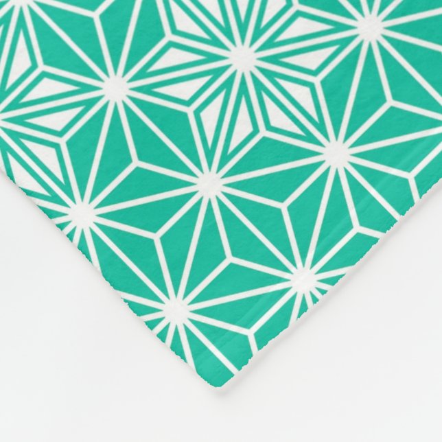 Couverture Polaire Japonais Asanoha motif - bleu paon (Coin)