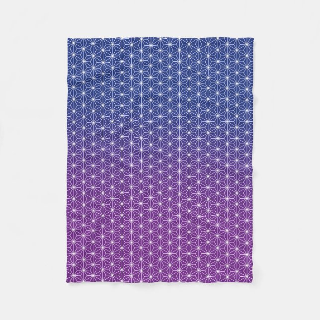 Couverture Polaire Japonais Asanoha traditionnel imprimé bleu & viole (Devant)