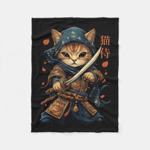 Couverture Polaire Japonais Samurai Chat Tattoo Kawaii Ninja Chat Cha