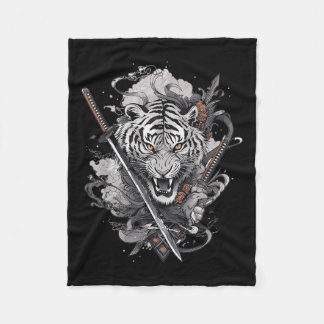 Couverture Polaire Japonais Samurai Ronin épée Katana Japon Tiger Ta