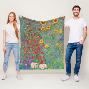 Couverture Polaire Jardin agricole de Gustav Klimt avec tournesols