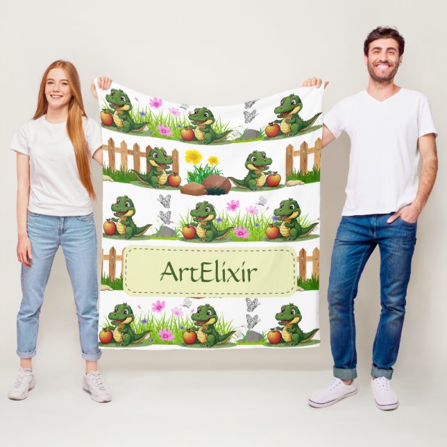 Couverture Polaire Jardin Alligator personnalisé (En situation)