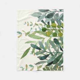 Couverture Polaire Jardin - Aquarelle Rustique Botanique Feuille 