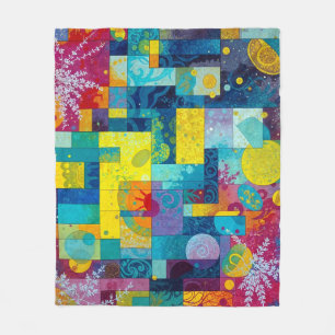 Couverture Polaire Jardin de fleurs cosmiques : mosaïque Abstraite de