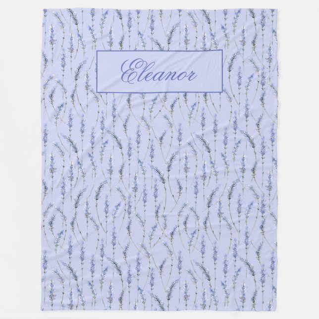 Couverture Polaire Jardin de Lavender Sprigs - Monogrammé (Devant)
