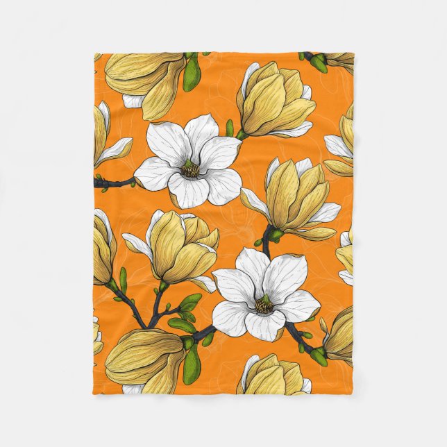 Couverture Polaire Jardin de Magnolia en jaune (Devant)