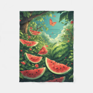 Couverture Polaire Jardin de pastèque magique - Nature Imaginaire Bla