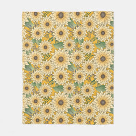 Couverture Polaire Jardin de tournesol jaune fleuri gras