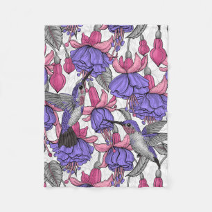 Couverture Polaire Jardin des colibris en rose et rose