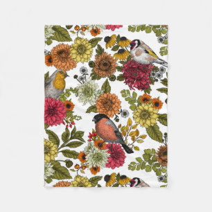 Couverture Polaire Jardin d'oiseaux et de fleurs 1