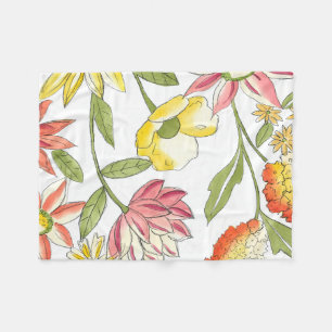 Couverture Polaire Jardin fleuri avec Arrière - plan blanc
