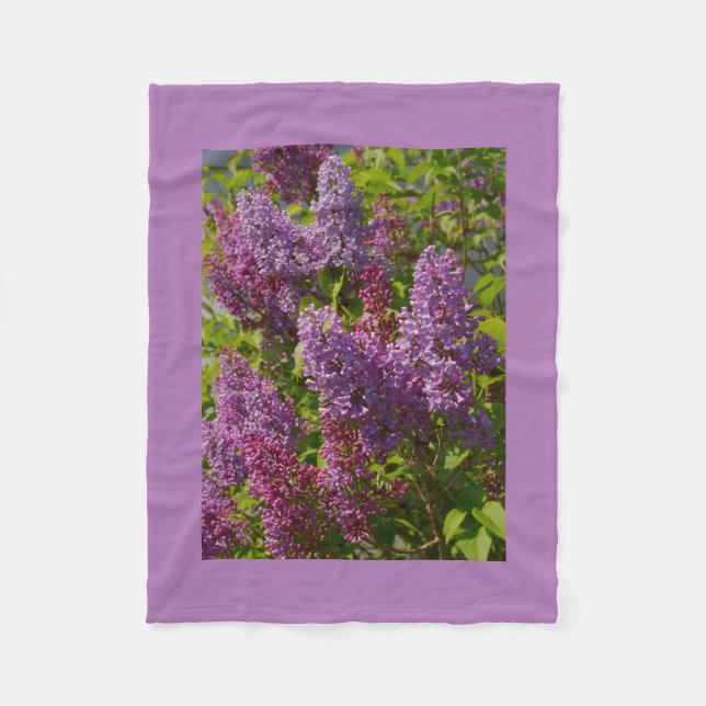 Couverture Polaire Jardin, lilas violet, fleurs, nature (Devant)