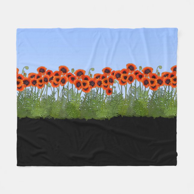 Couverture Polaire Jardin oriental de pavot (Devant (Horizontal))