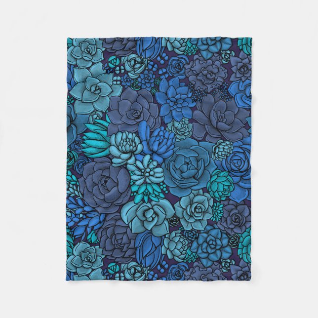 Couverture Polaire Jardin succulent en bleu (Devant)